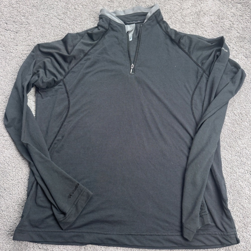 Columbia Quarter Zip Pullover Black Women's Large Titanium Long Sleeve